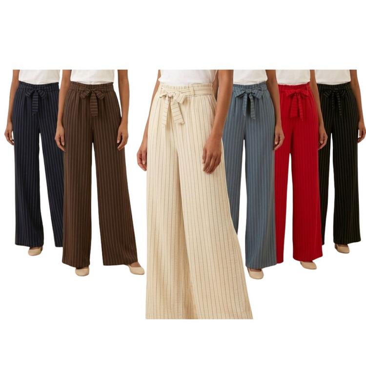 PANTALONE DONNA A PALAZZO GESSATO FLORA FL5019 FLORA