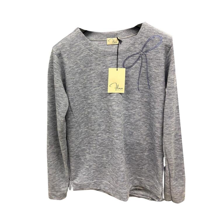 MAGLIA DONNA GIROCOLLO CON FIOCCO LATERALE FLORA 2541 FLORA