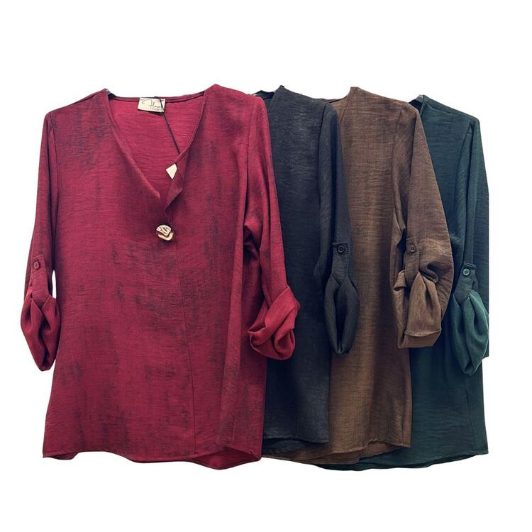 BLUSA DONNA TINTA UNITA FLORA 25606 FLORA