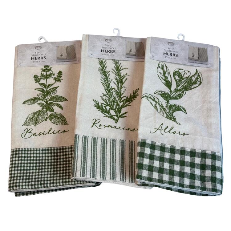 SET DUE STROFINACCI CUCINA COTONE MAISON SOPHIE HERBS SOPHIE MAISON