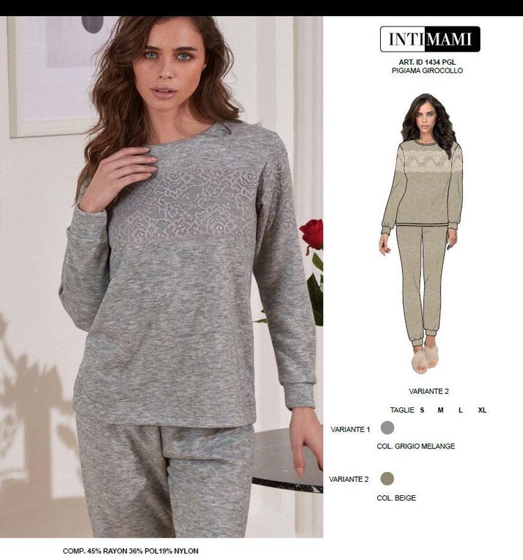 Pigiama donna in caldo jersey punto Milano Intimami ID1434 Intimami