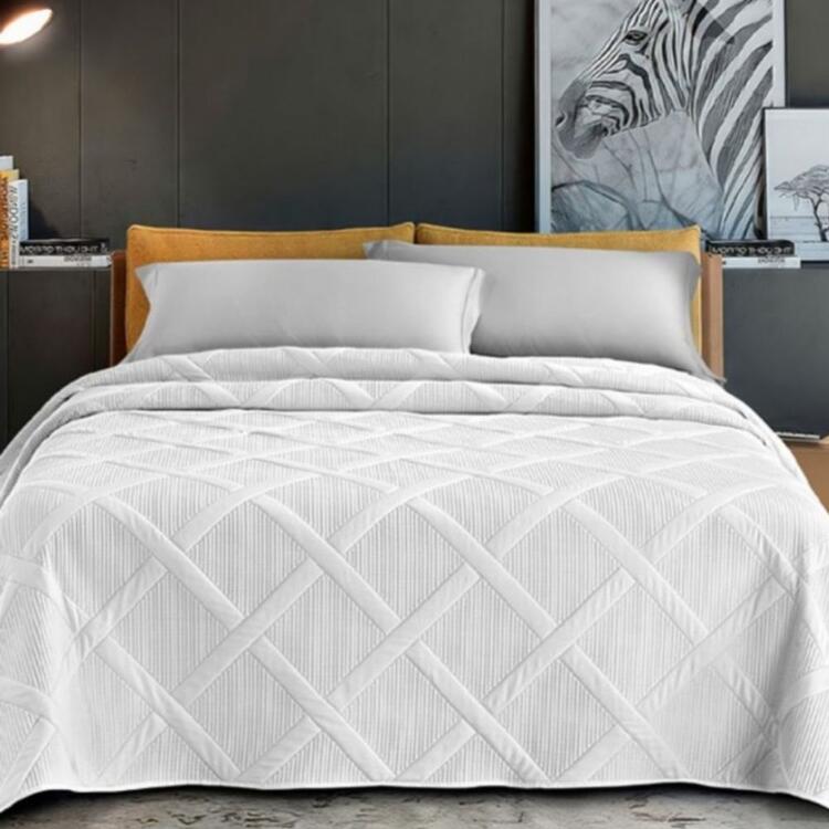 TRAPUNTINO MATRIMONIALE TINTA UNITA LOVELY HOME INTRECCI - 2 PIAZZE LOVELY HOME