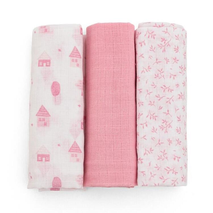 SQUARE GAUZE MUSLINS FOR NEWBORNS SET OF 3 PADDLES IX4003 Ellepi