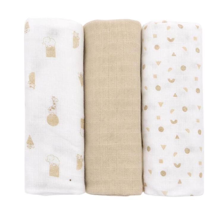 MUSLIN GAUZE SQUARES FOR NEWBORNS AND CHILDREN SET OF 3 ELLEPI IX4017 Ellepi