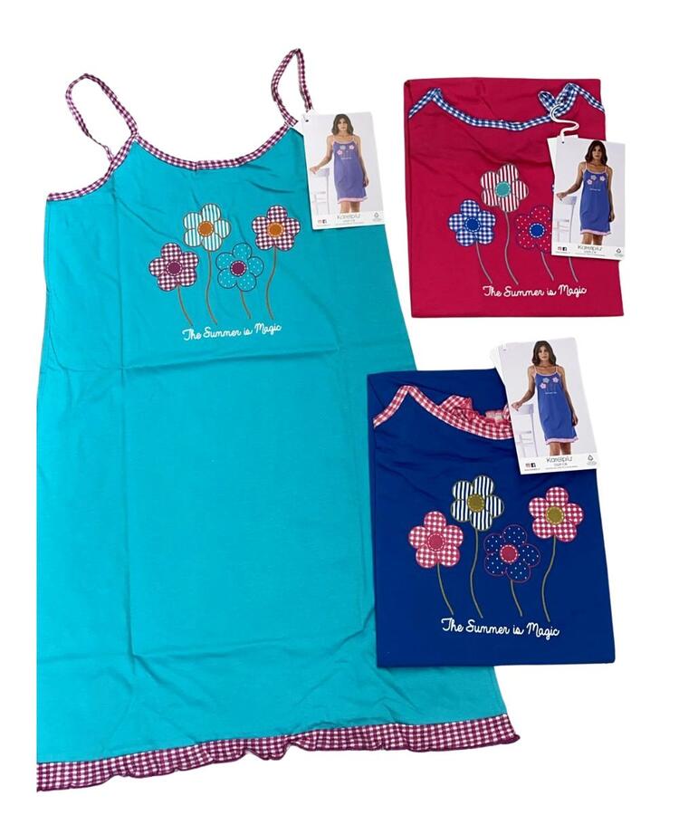 Camicia da notte donna a spalla stretta Karelpiu' KE0329 KarelPiù