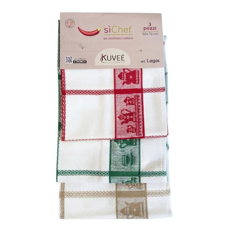 SET 3 STROFINACCI DA CUCINA HETER KUVEE' HOME 50x70 KUVEE' HOME