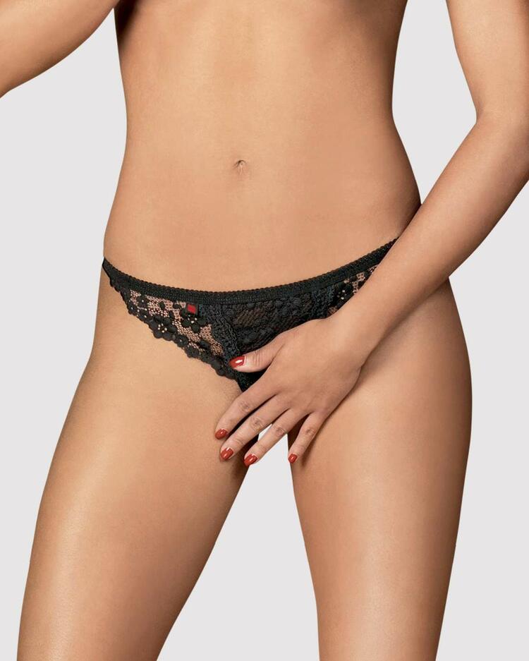  Lacy Line Sexy Plus Size Crotchless Thong with Bow