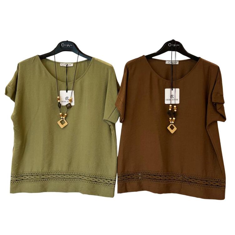 BLUSA DONNA MANICHE CORTE EFFETTO LINO CHIARA AUTIERI MA4093 CHIARA AUTIERI
