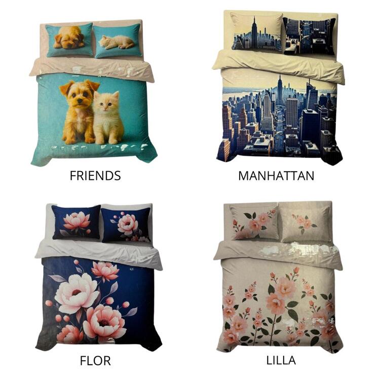 COMPLETO LETTO MATRIMONIALE CON STAMPA DIGITALE BIANCALUNA MISS TERRY BIANCALUNA