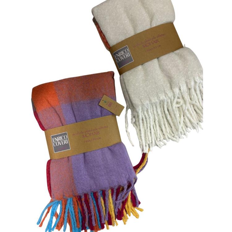PLAID IN PILE FRANGE ENRICO COVERI MOHAIR 140X190 NOVIA