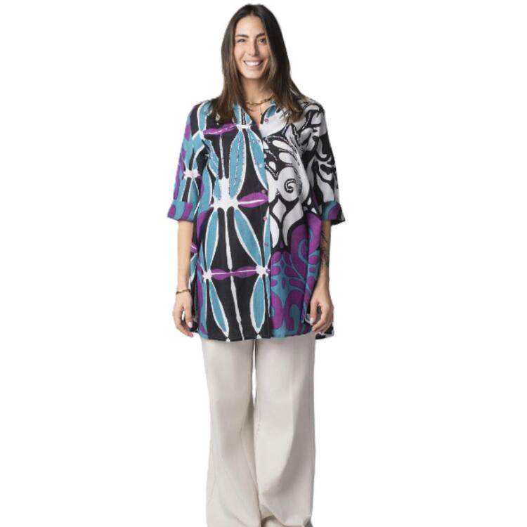 CAMICIONA DONNA COTONE MANICA 3/4 MARILA ON-101 MARILA