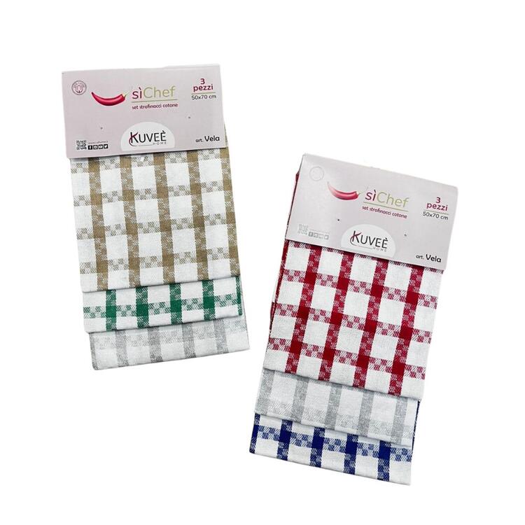 SET 3 STROFINACCI DA CUCINA HETER KUVEE' HOME 50x70 KUVEE' HOME