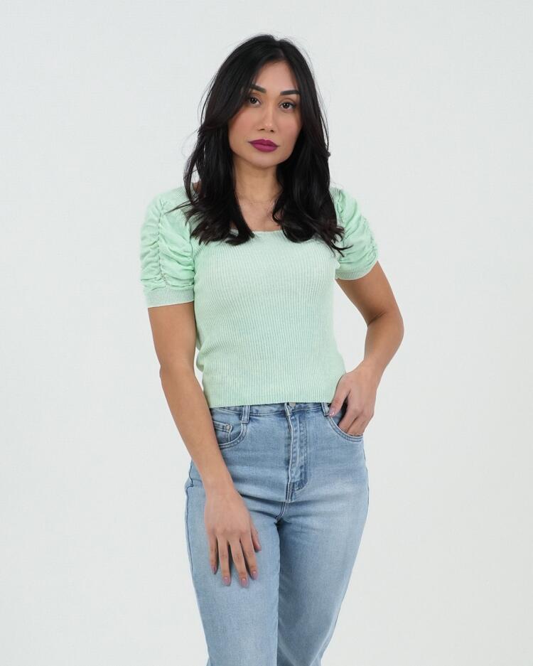 WOMEN'S RIBBED SWEATER WITH RUFFLED SLEEVE FIORENZA AMADORI 25139 Fiorenza Amadori