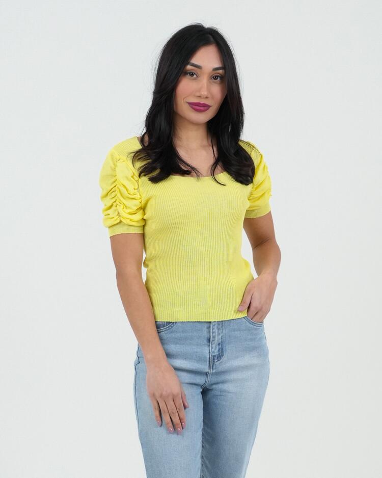 WOMEN'S RIBBED SWEATER WITH RUFFLED SLEEVE FIORENZA AMADORI 25139 Fiorenza Amadori