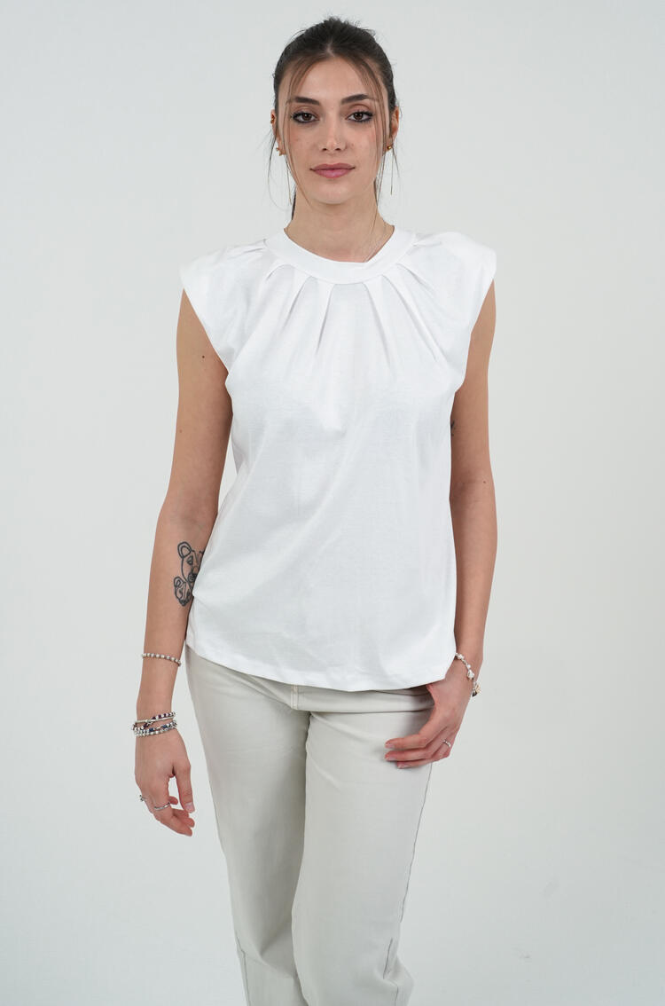 WOMEN'S SHORT SLEEVE SWEATER WITH PADDED SHOULDERS FIORENZA AMADORI MM206.619 Fiorenza Amadori